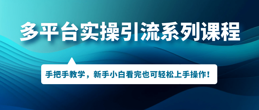 多平臺實操引流系列課程,手把手教學,新手小白看完也可輕松上手引流操作插圖 多平臺實操引流系列課程,手把手教學,新手小白看完也可輕松上手引流操作插圖
