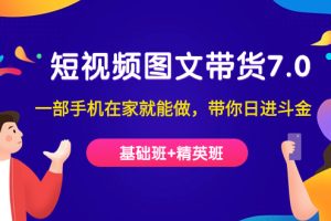 短視頻-圖文帶貨7.0（基礎(chǔ)班 精英班）一部手機(jī)在家就能做，帶你日進(jìn)斗金