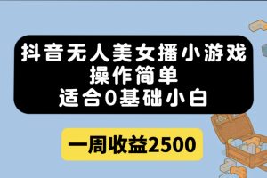 抖音無人美女播小游戲，操作簡單，適合0基礎小白一周收益2500