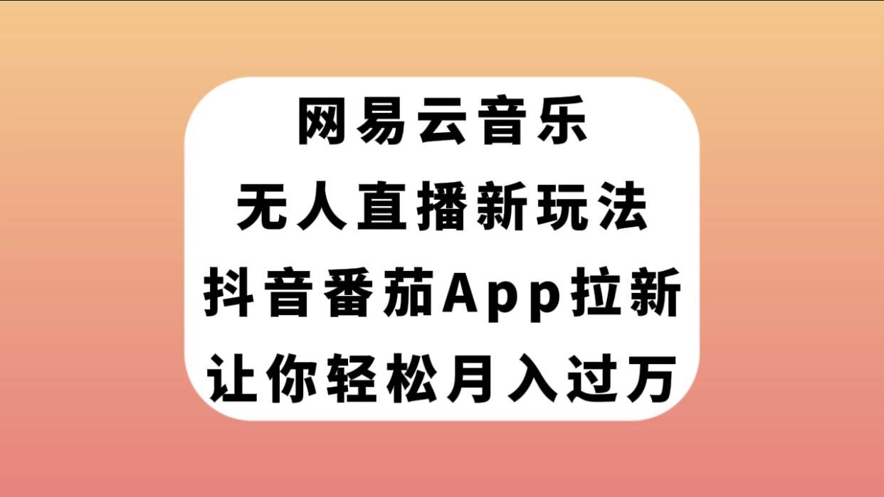 網易云音樂無人直播新玩法，抖音番茄APP拉新，讓你輕松月入過萬插圖