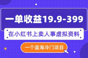 一單收益19.9-399，一個藍海冷門項目，在小紅書上賣人事虛擬資料