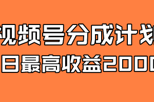 全新藍海 視頻號掘金計劃 日入2000
