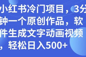 小紅書冷門項目，3分鐘一個原創作品，軟件生成文字動畫視頻，輕松日入500