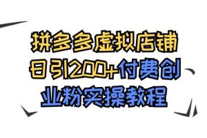 拼多多虛擬店鋪日引200 付費創業粉實操教程