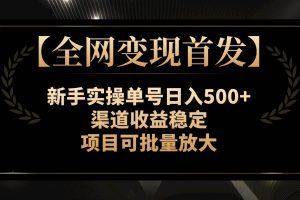 【全網變現首發】新手實操單號日入500 ，渠道收益穩定，項目可批量放大