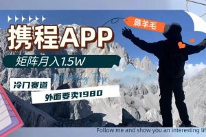 攜程APP薅羊毛，外面賣1980的冷門賽道，矩陣月入1.5w