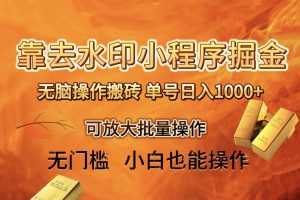 去水印小程序 拼多多 無腦搬磚 ，單號日入1000  保姆級教程 可放大批量操作