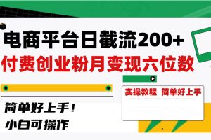電商平臺日截流200 付費創業粉，月變現六位數簡單好上手！