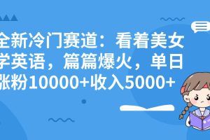 全新冷門賽道：看著美女學(xué)英語，篇篇爆火，單日漲粉10000 收入5000