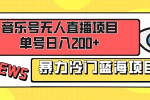 音樂號無人直播項目，單號日入200  妥妥暴力藍海項目 最主要是小白也可操作
