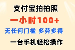 支付寶拍拍照 一小時100+ 無任何門檻  多勞多得 一臺手機輕松操作
