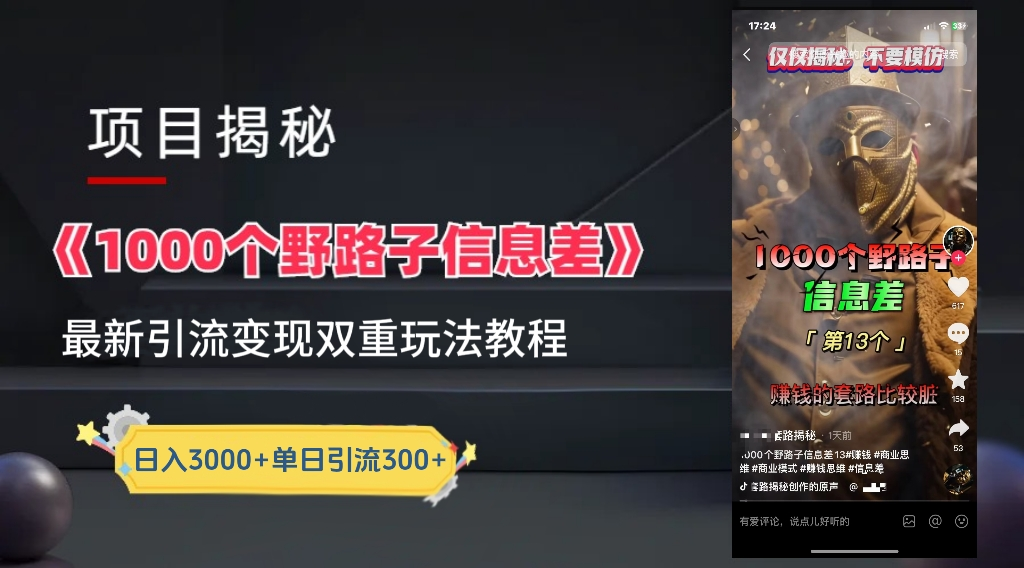 抖音一千個野路子信息差最新玩法教程-變現＋引流的玩法具體拆解插圖