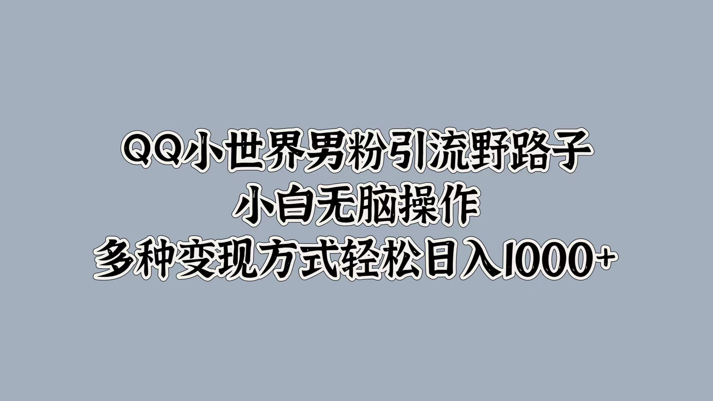 QQ小世界男粉引流野路子,小白無腦操作,多種變現方式輕松日入1000+