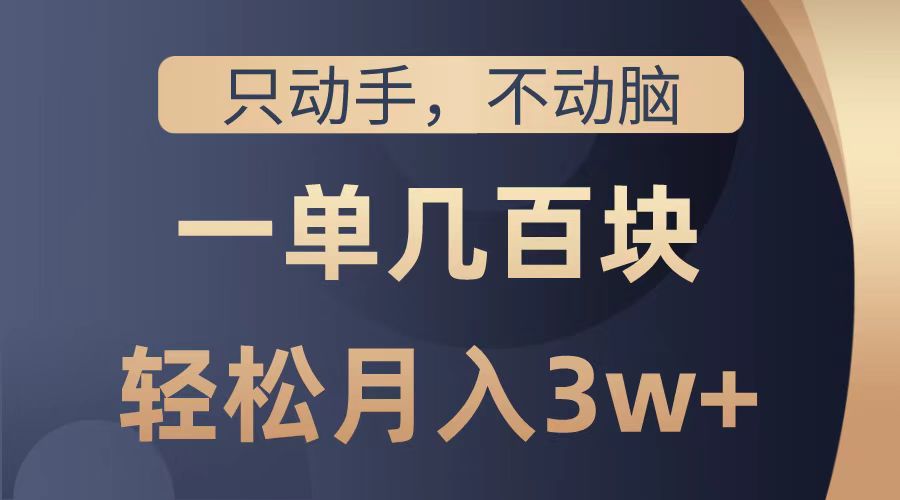 只動手不動腦，一單幾百塊，輕松月入2w+，看完就能直接操作，詳細教程