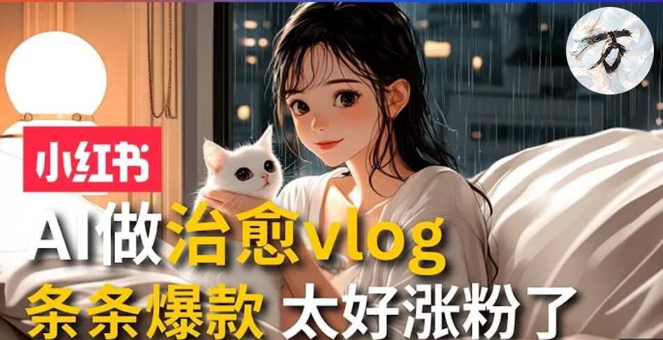 AI治愈系vlog動畫視頻，小紅書7天 漲粉破千，商單報價1500+，0成本制作，日入2000+，有手就會?