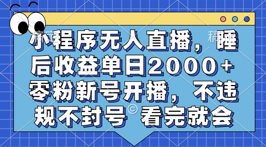 小程序無人直播,睡后收益單日2000+ 零粉新號(hào)開播,不違規(guī)不封號(hào) 看完就會(huì)