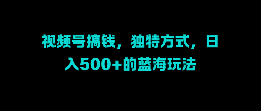 視頻號(hào)搞錢，獨(dú)特方式，日入500+的藍(lán)海玩法