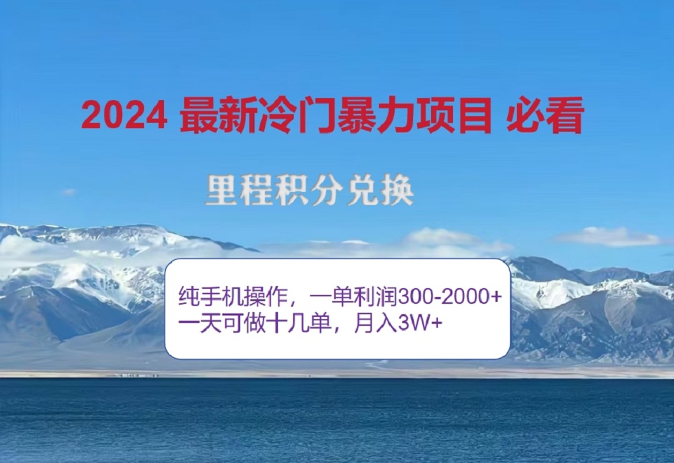 2024驚爆冷門暴利！出行高峰來襲，里程積分，高爆發期，一單300+—2000+，月入過萬不是夢！