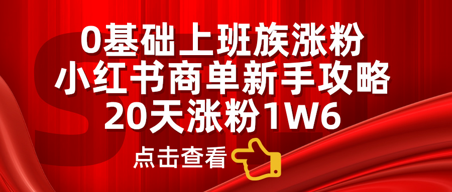 小紅書商單新手攻略，20天漲粉1.6w，0基礎上班族漲粉