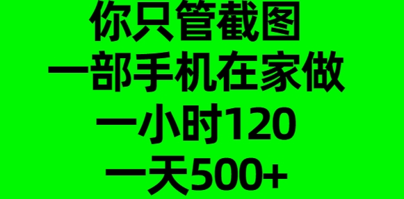 你只管截圖，一部手機在家做，一小時120，一天500+