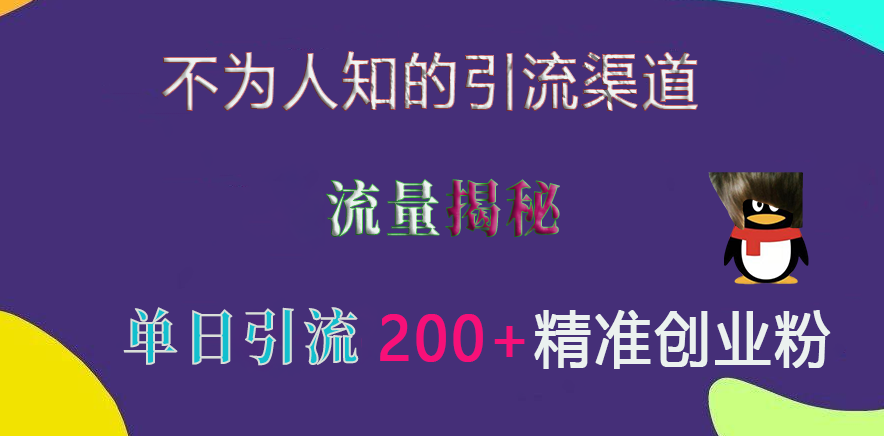 不為人知的引流渠道，流量揭秘，實(shí)測單日引流200+精準(zhǔn)創(chuàng)業(yè)粉