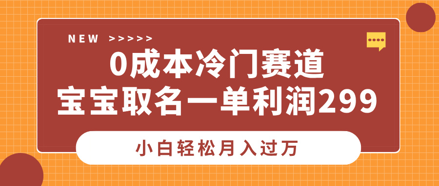 0成本冷門賽道，寶寶取名一單利潤299，小白輕松月入過萬