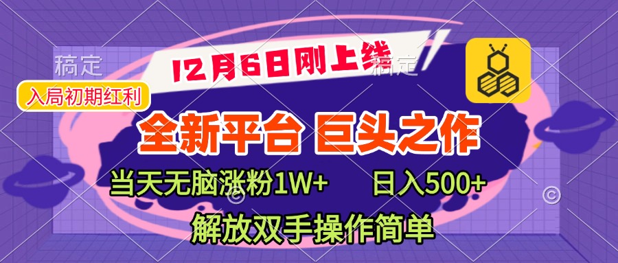 全新引流平臺，巨頭之作，當天無腦漲粉1W+，日入現500+，解放雙手操作簡單
