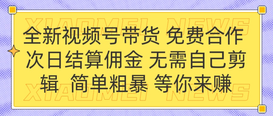 全新視頻號 免費合作 傭金次日結(jié)算 無需自己剪輯