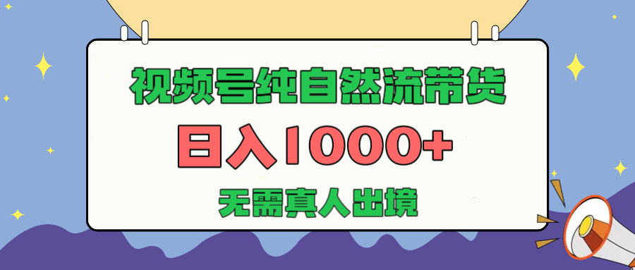 視頻號(hào)純自然流帶貨，日入1000+，無需真人出境，新手小白也可操作