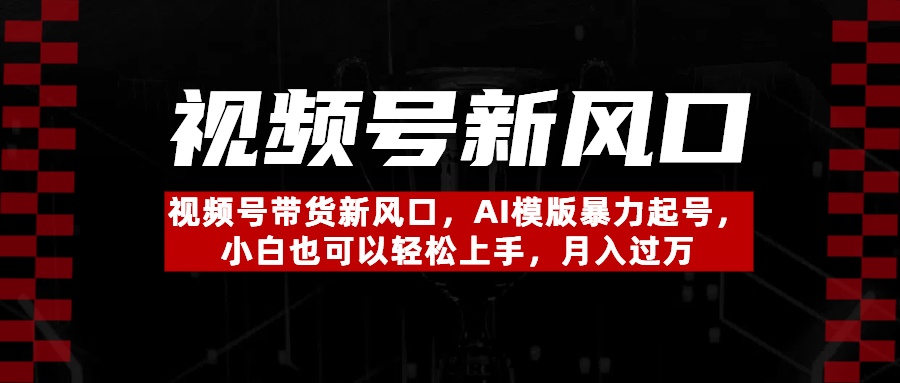 視頻號帶貨新風口，AI模版暴力起號，小白也可以輕松上手，月入過萬