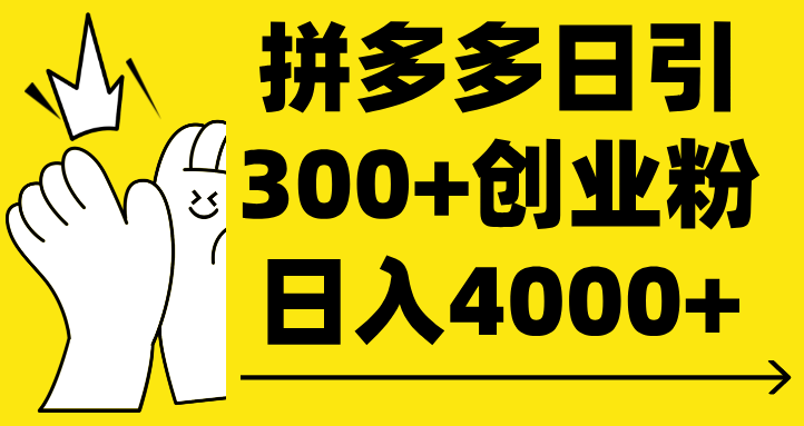 拼多多日引300+創(chuàng)業(yè)粉 日入4000+