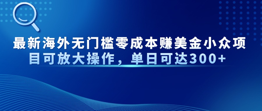 最新海外無門檻美金小眾項目可放大操作,單日可達300+