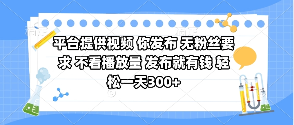 平臺提供視頻 你發布 無粉絲要求 不看視頻播放量 發布就有錢 輕松一天300+