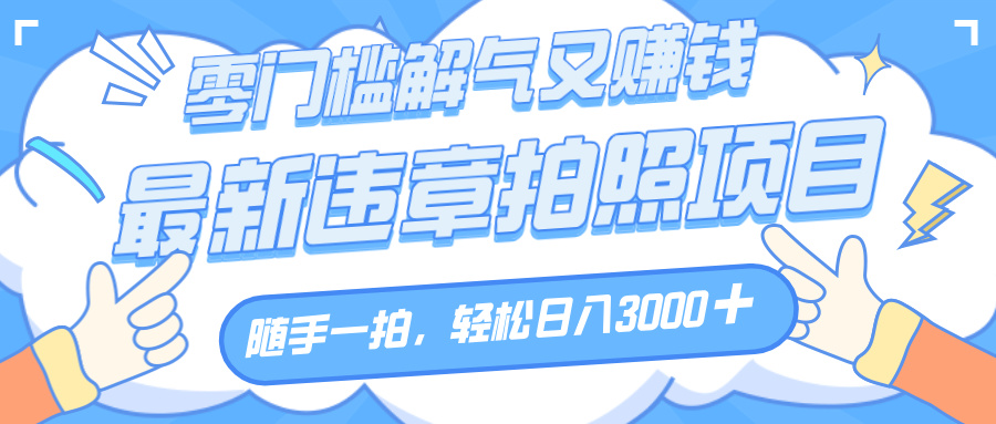 解氣又賺錢的項目，隨手一拍，輕松收入3000+，最新違章拍照賺錢