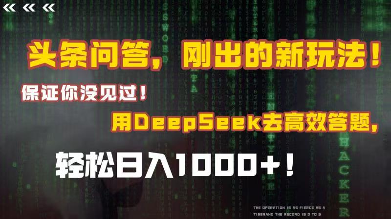 頭條問答,剛出的新玩法!保證你沒見過!結(jié)合Deepseek高效答題,輕松日入1000+插圖 頭條問答,剛出的新玩法!保證你沒見過!結(jié)合Deepseek高效答題,輕松日入1000+插圖