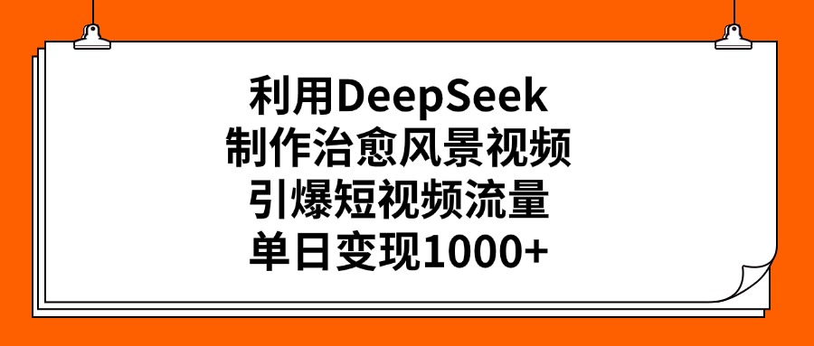 利用DeepSeek，制作治愈風景視頻，引爆短視頻流量，單日變現1000+