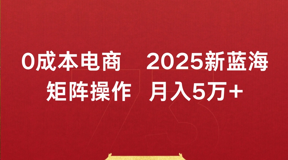 0成本電商2025新藍海矩陣操作 月入5萬+