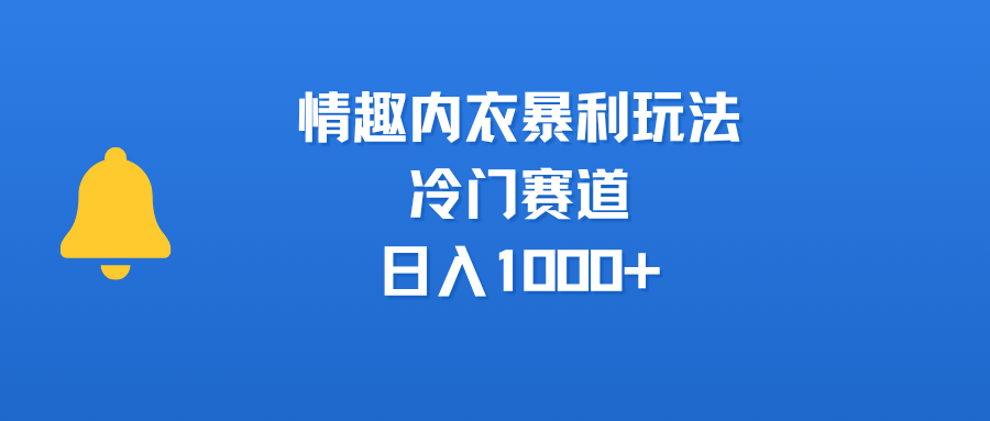 情趣內衣暴利玩法,冷門賽道,日入1000+