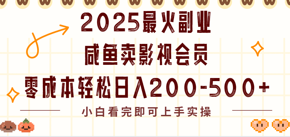 2025最火副業閑魚賣vip影視會員，零成本日入200-500