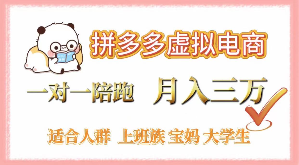 拼多多虛擬電商,一對一陪跑,月入3萬,0囤貨,輕資產,不發貨