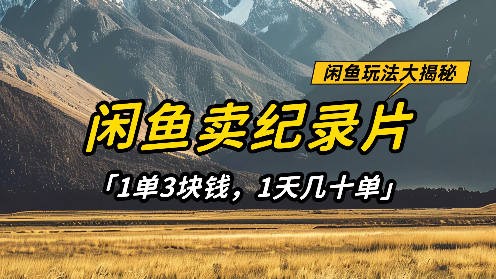 閑魚賣紀錄片1單3塊錢，1天幾十單，項目穩定有潛力