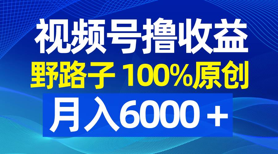 視頻號野路子擼收益，100%原創，條條爆款，月入6000＋