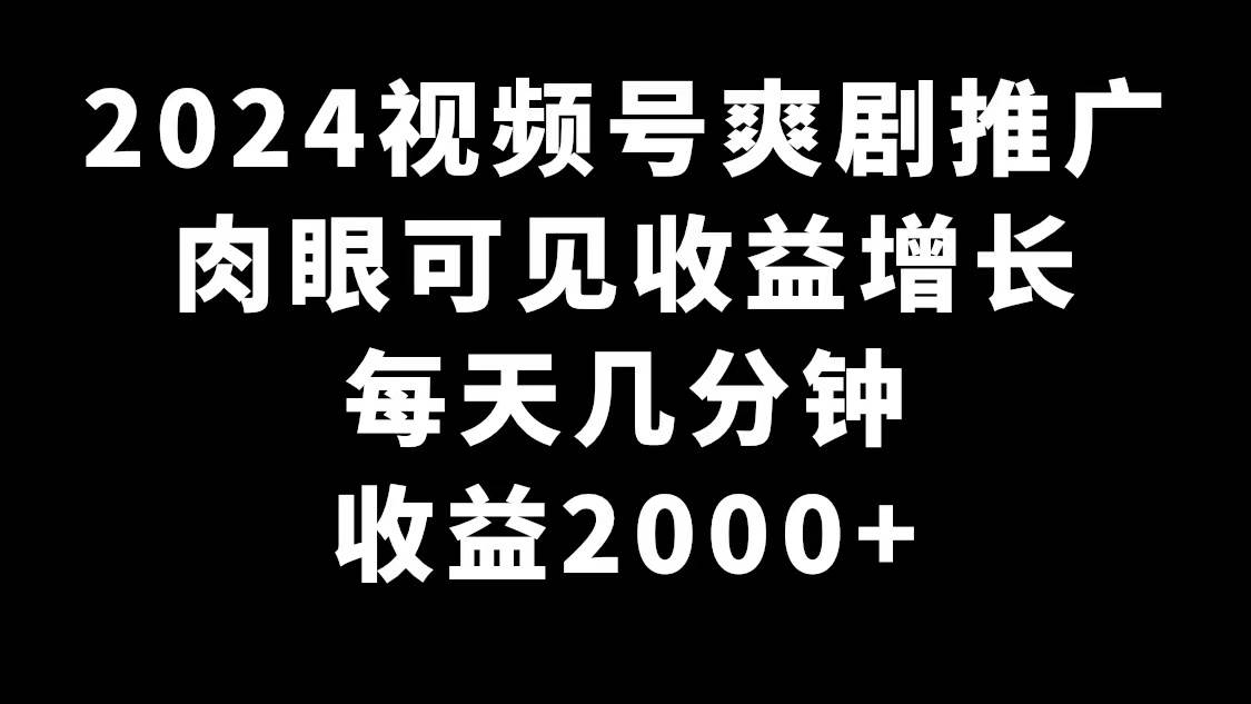 2024視頻號爽劇推廣,肉眼可見的收益增長,每天幾分鐘收益2000+插圖 2024視頻號爽劇推廣,肉眼可見的收益增長,每天幾分鐘收益2000+插圖