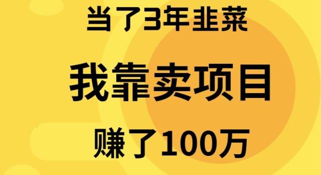 當了3年韭菜，我靠賣項目賺了100萬