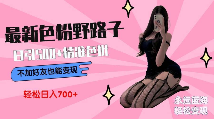 最新色粉變現野路子，日引500+老色批 可不加好友直接變現 小白輕松日入700+