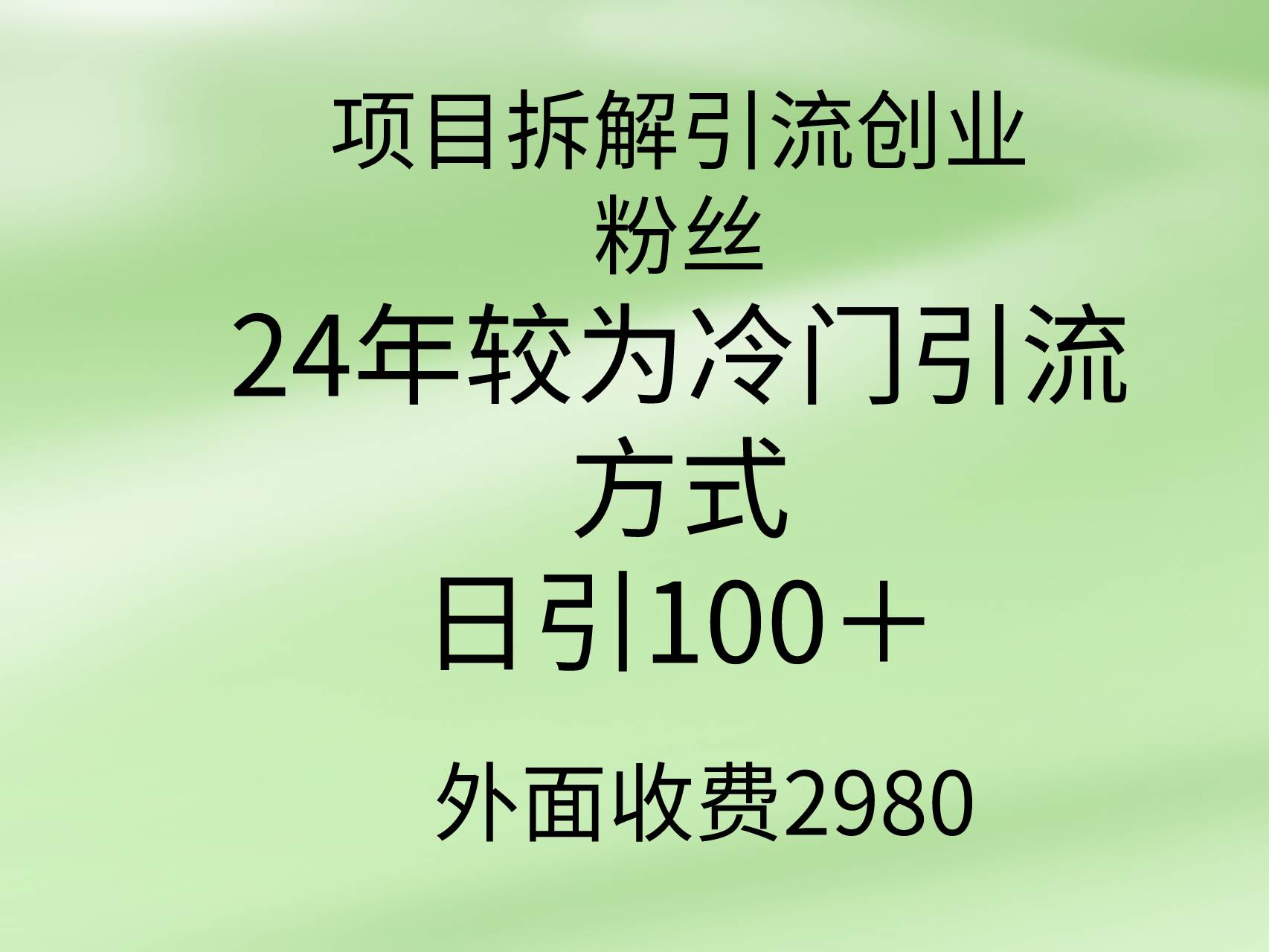 項目拆解引流創(chuàng)業(yè)粉絲，24年較冷門引流方式，輕松日引100＋