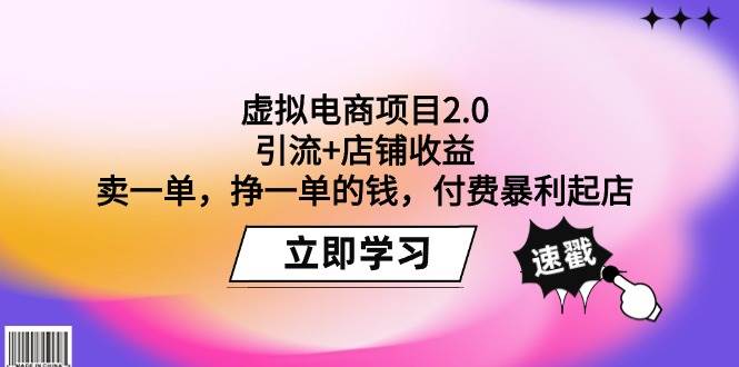 虛擬電商項目2.0：引流+店鋪收益  賣一單，掙一單的錢，付費暴利起店