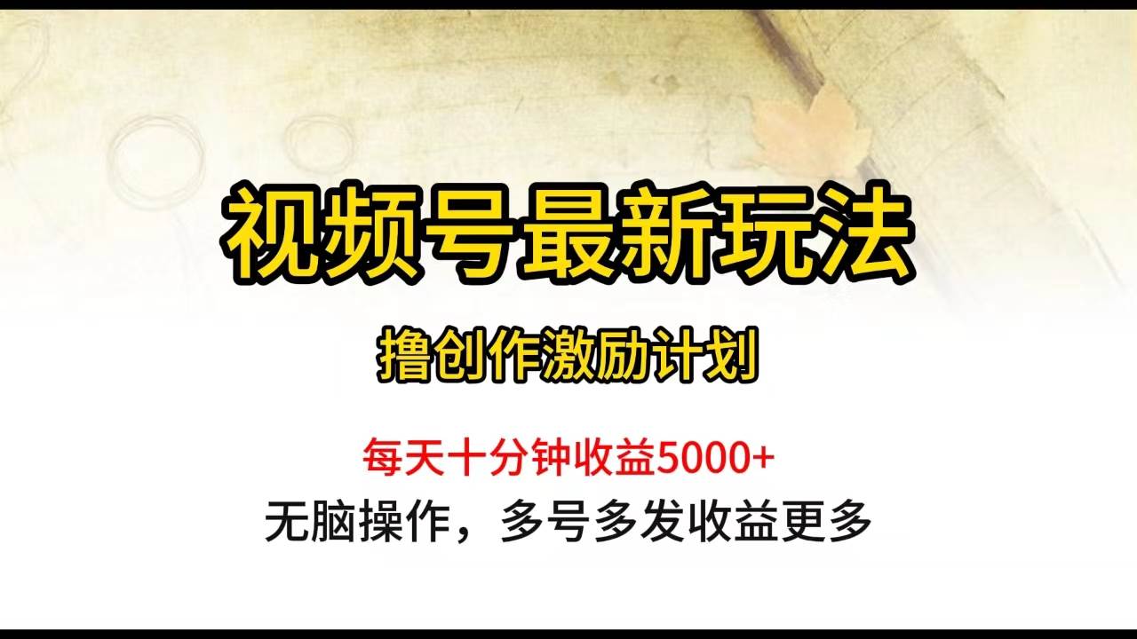 視頻號最新玩法，每日一小時月入5000+
