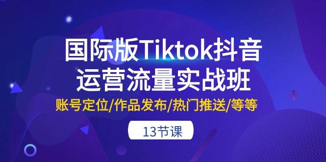 國際版Tiktok抖音運營流量實戰班：賬號定位/作品發布/熱門推送/等等-13節