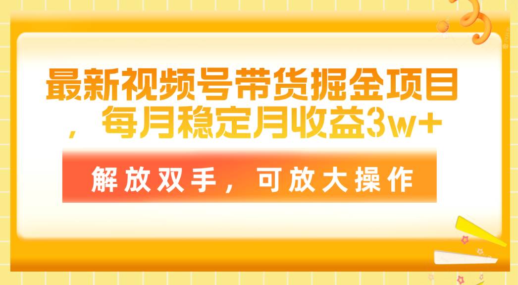最新視頻號帶貨掘金項目，每月穩定月收益3w+，解放雙手，可放大操作